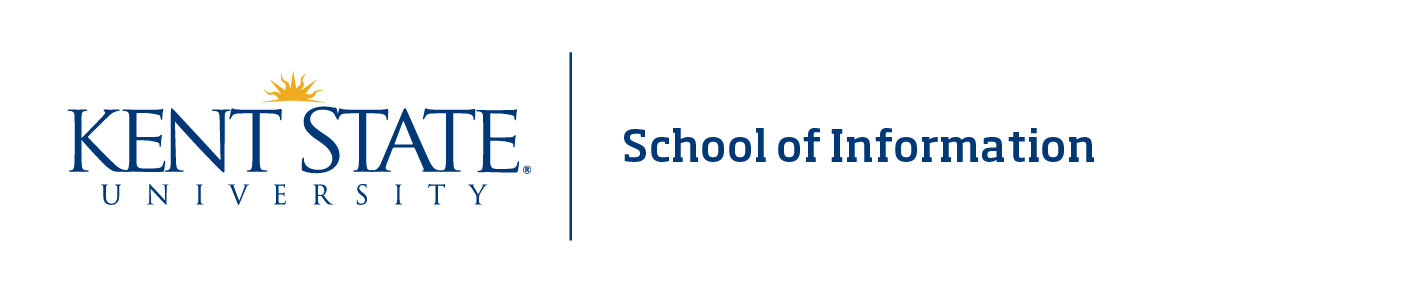 Kent State University Text with rising sun above the text followed by School of Information on the right